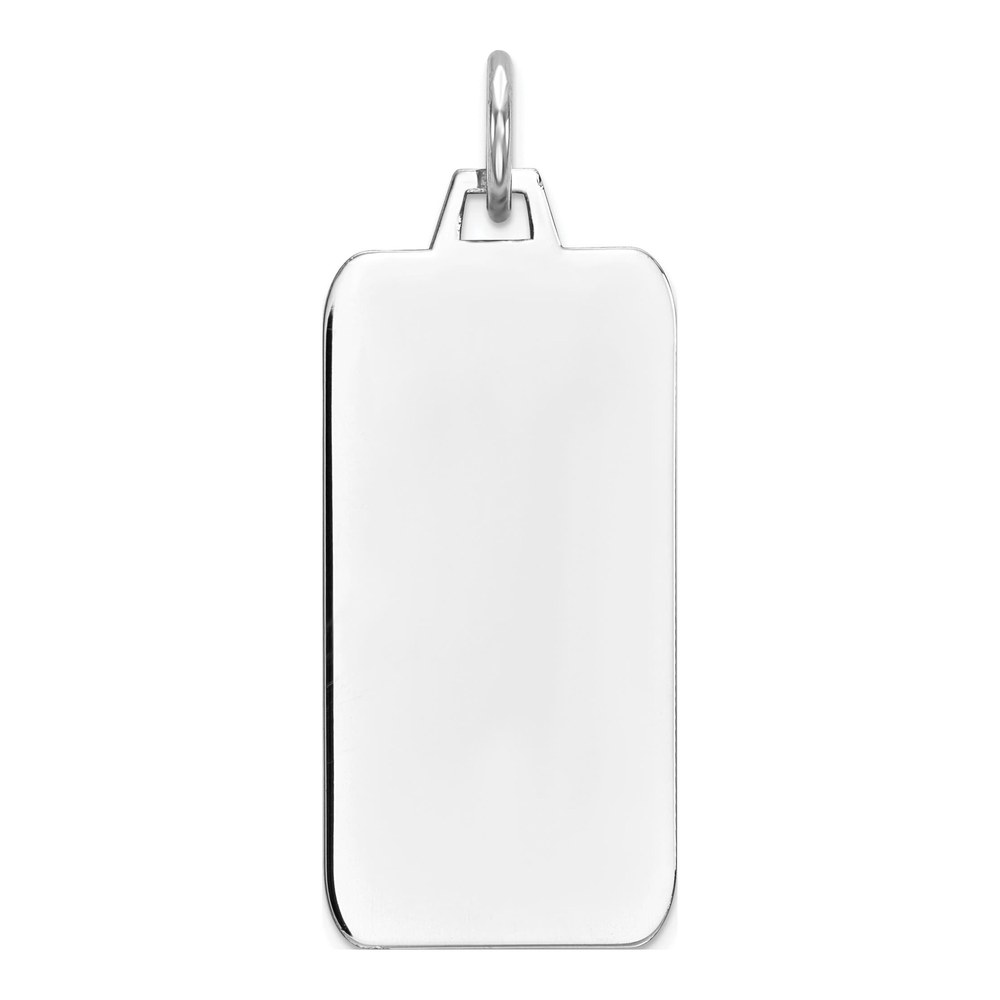Sterling Silver Rhodium-Plated Rhod-Plate Eng. Rect. Polish Front/satin Back Disc Charm Pendant