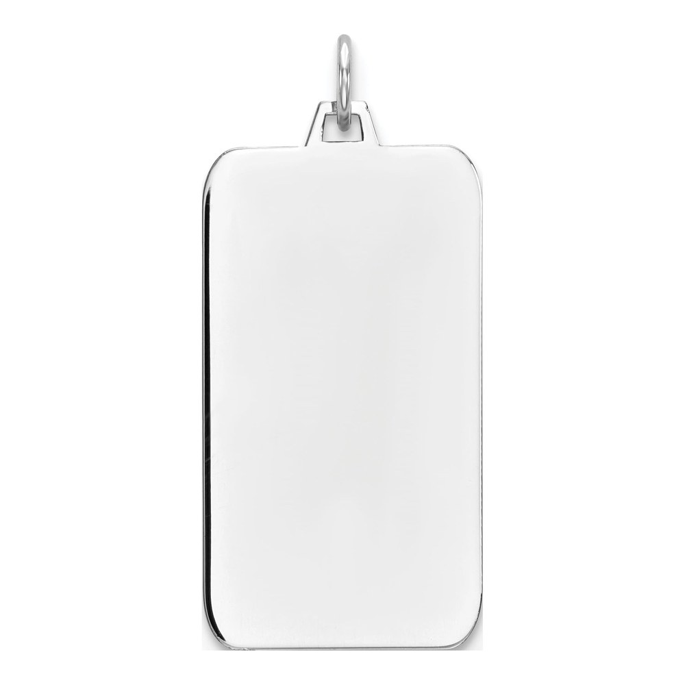 Sterling Silver Rhodium-Plated Rhod-Plate Eng. Rect. Polish Front/satin Back Disc Charm Pendant