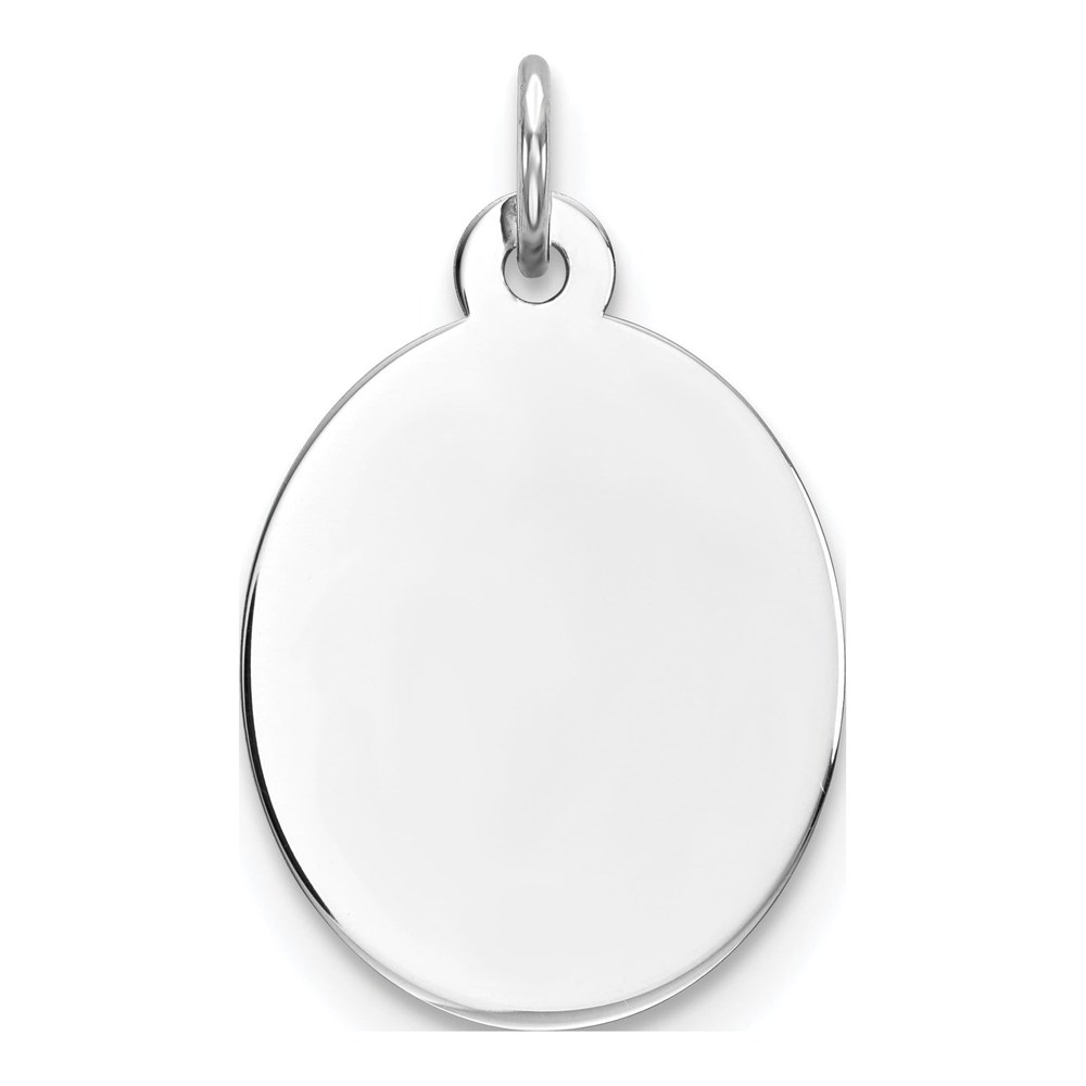 Sterling Silver Rhodium-Plated Rhod-Plate Eng. Oval Polish Front/satin Back Disc Charm Pendant