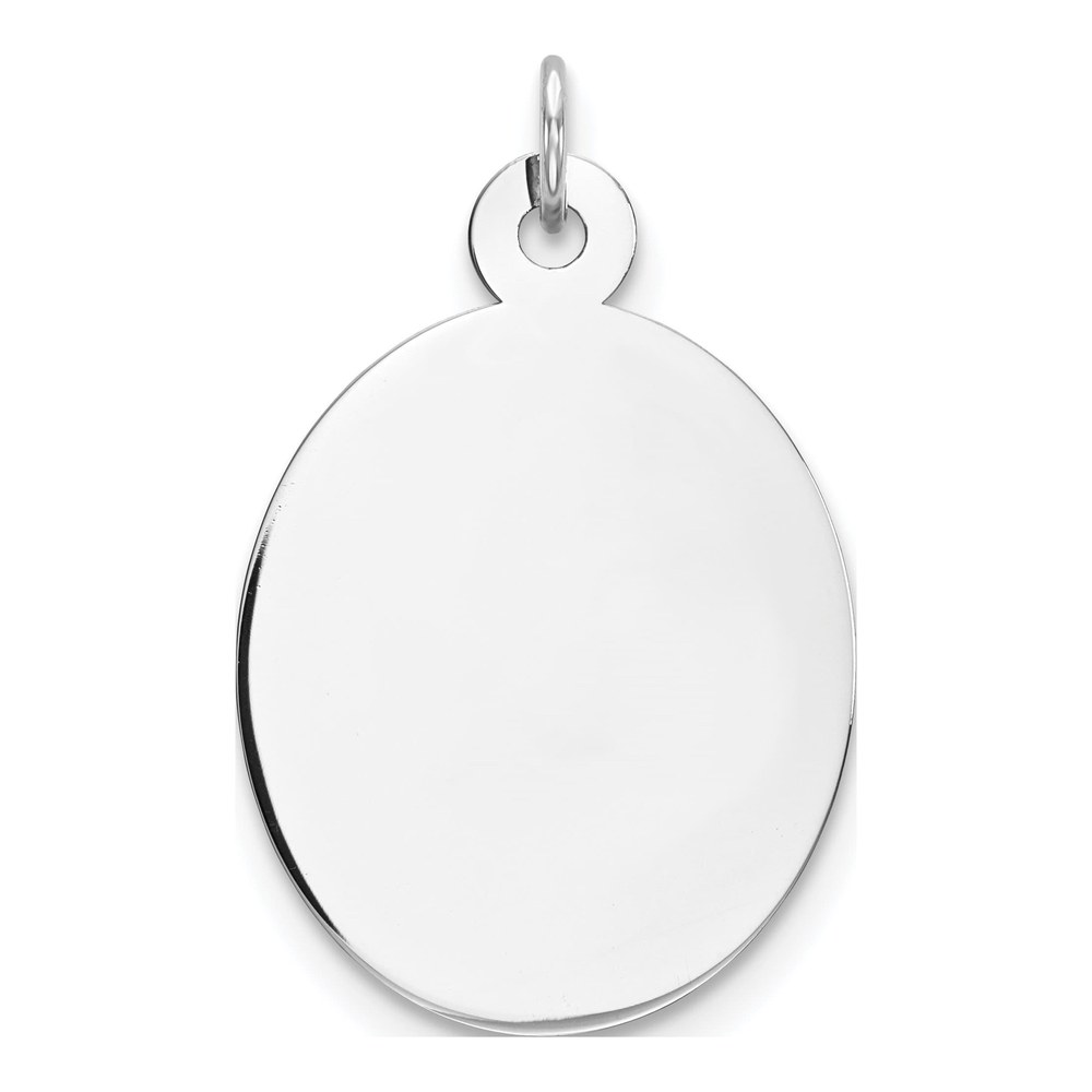 Sterling Silver Rhodium-Plated Rhod-Plate Eng. Oval Polish Front/satin Back Disc Charm Pendant