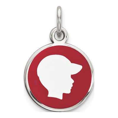 Sterling Silver Red Enamel Right Facing Boy Head Charm