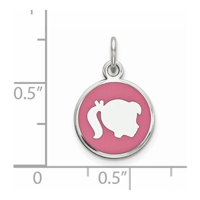 Sterling Silver Pink Enamel Girl Charm – view 4