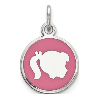 Sterling Silver Pink Enamel Girl Charm