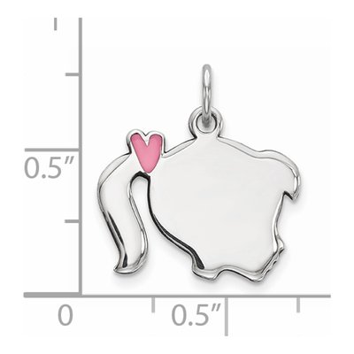 Sterling Silver Pink Enamel Girl Head Disc Charm – view 4