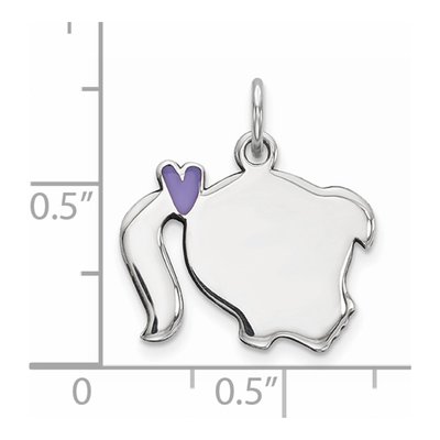 Sterling Silver Purple Enamel Girl Head Charm – view 4