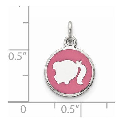 Sterling Silver Pink Enamel Girl Head Charm – view 4