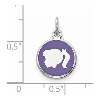 Sterling Silver Purple Enamel Girl Disc Charm – view 4