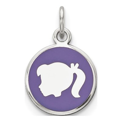 Sterling Silver Purple Enamel Girl Disc Charm