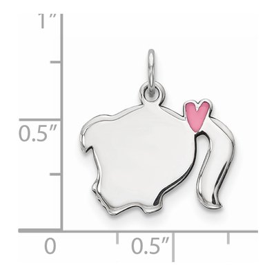 Sterling Silver Pink Enamel Girl Head Charm – view 4