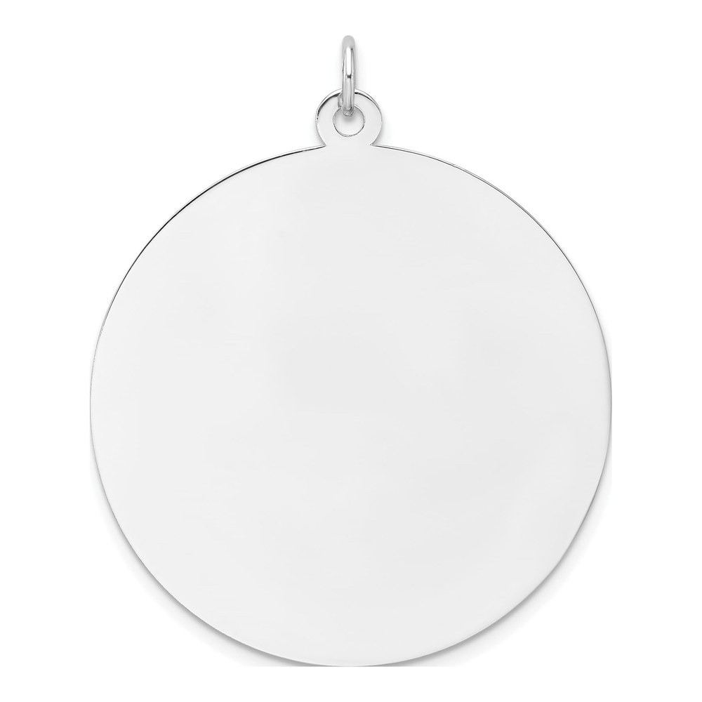Sterling Silver Rhod-Plated Eng. Rnd Polish Front/back Disc Charm Pendant