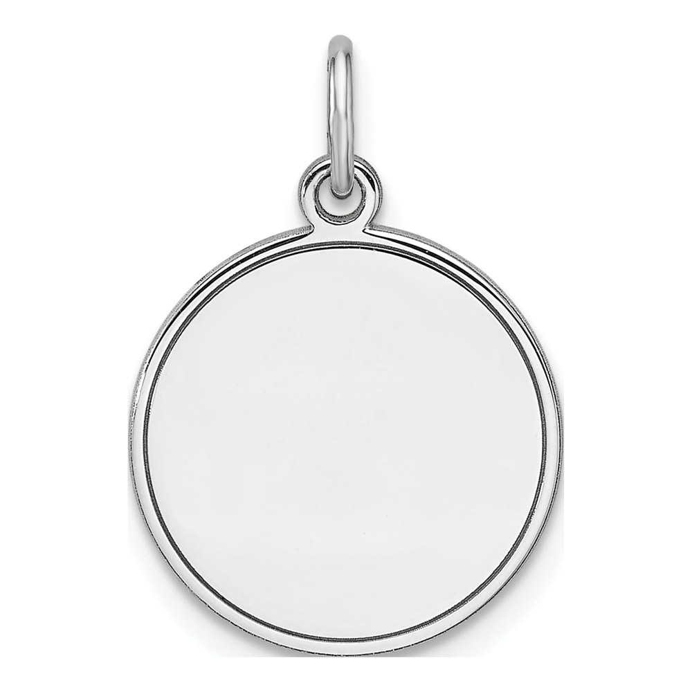 Sterling Silver Rhod-Plated Eng. Rnd Polish Front / Back Disc Charm Pendant
