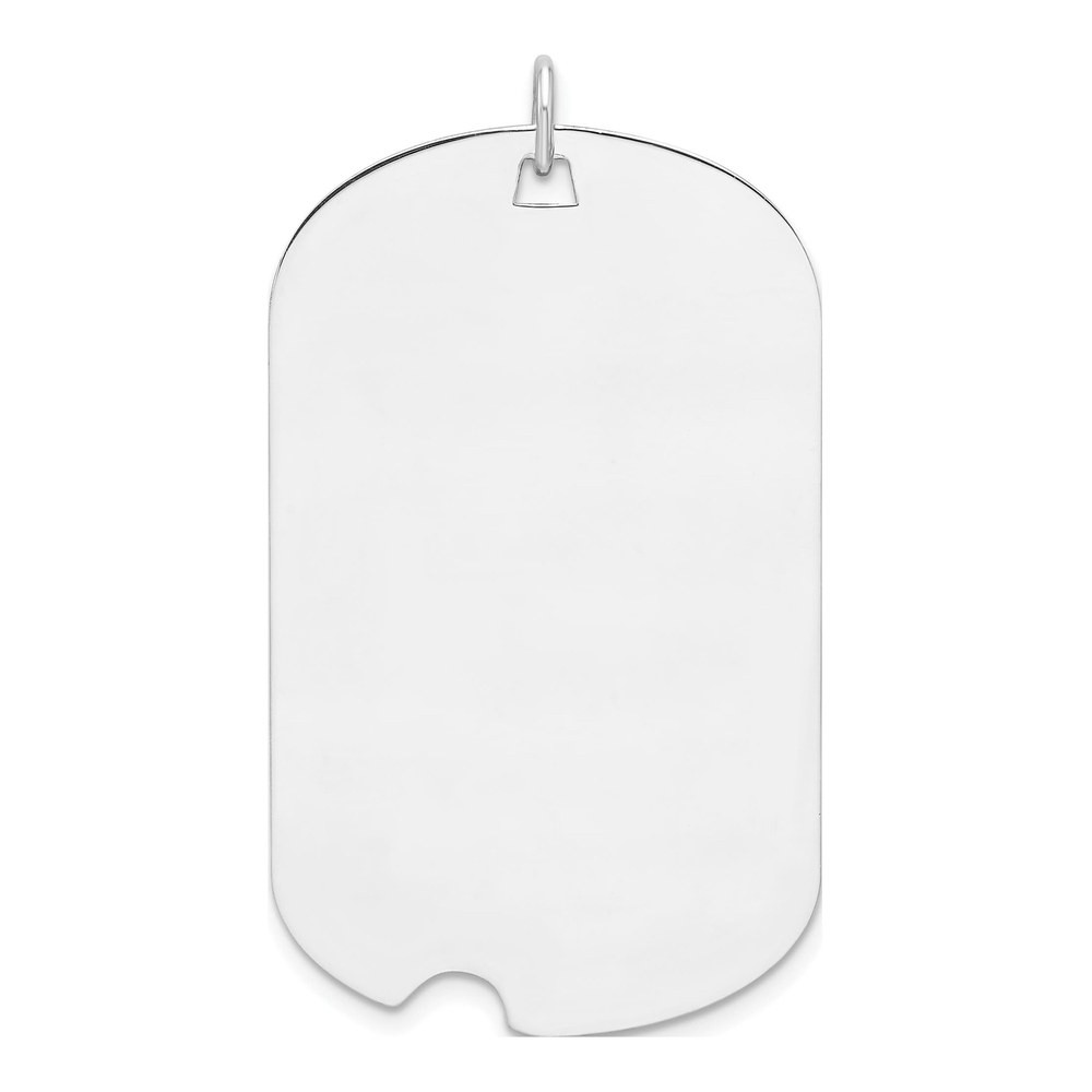 Sterling Silver Rhodium-Plated Engravable Dog Tag Disc Charm Pendant