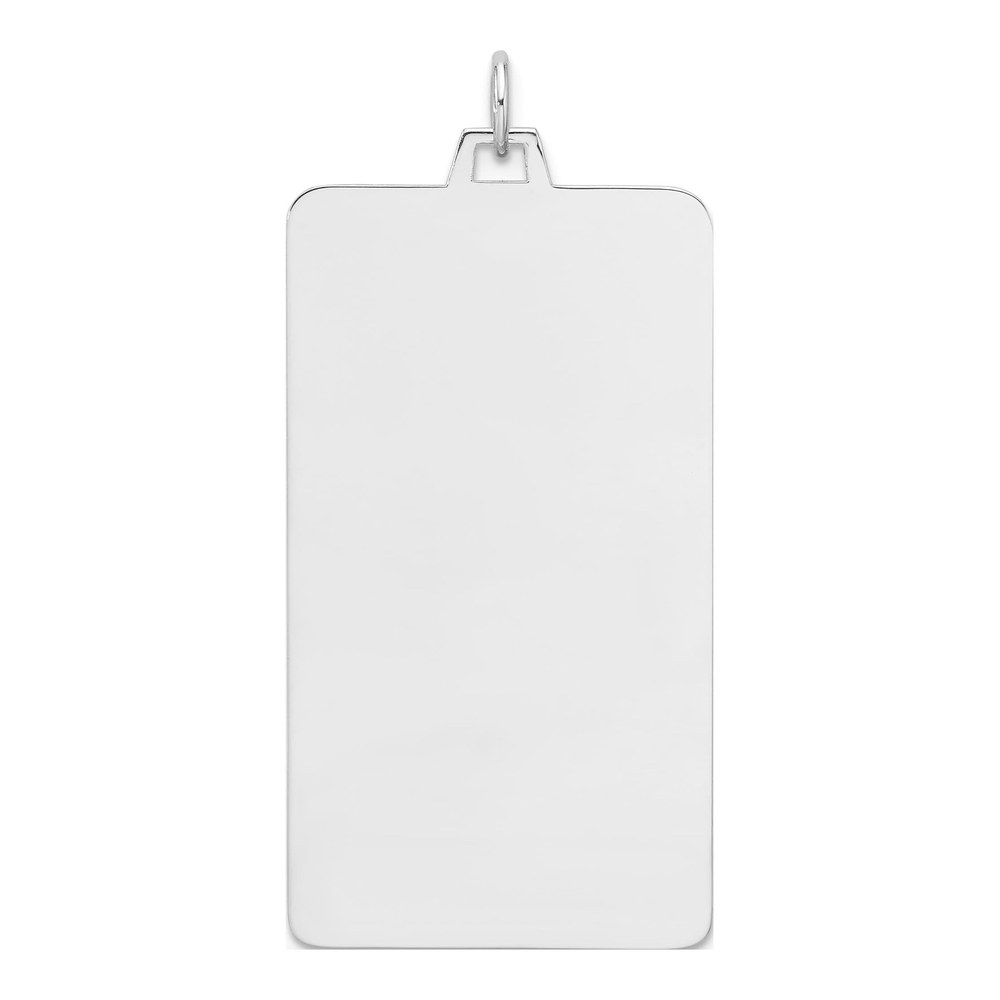 Sterling Silver Rhodium-Plated Rhod-Plate Eng. Rect. Polish Front/satin Back Disc Charm Pendant