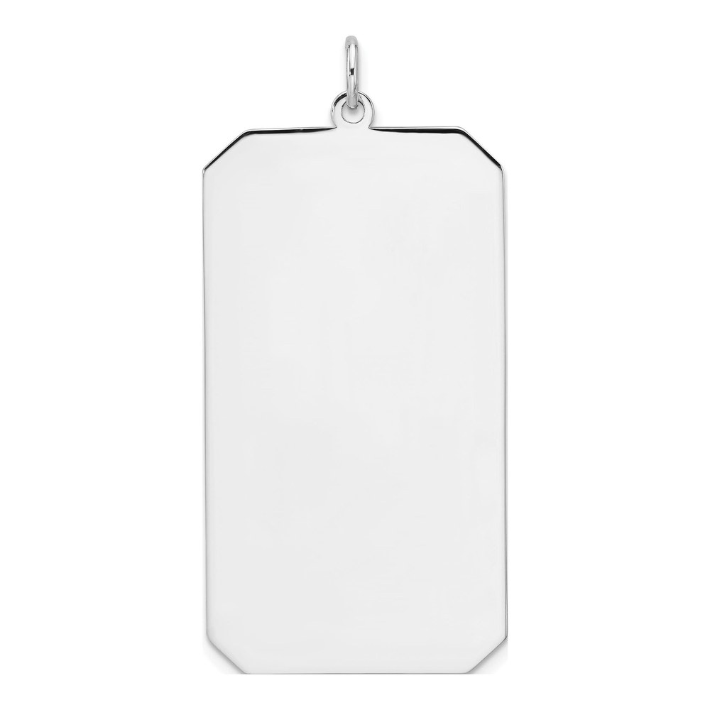 Sterling Silver Rhodium-Plated Rhod-Plate Eng. Rect. Polish Front/satin Back Disc Charm Pendant