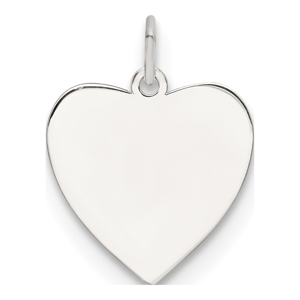Sterling Silver Rhodium-Plated Rh-Plt Engraveable Heart Polished Front/satin Back Disc Charm Pendant