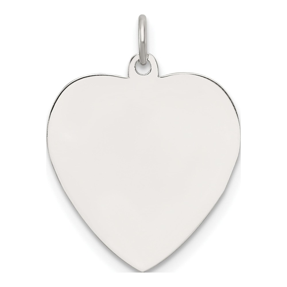 Sterling Silver Rhodium-Plated Rh-Plt Engraveable Heart Polished Front/satin Back Disc Charm Pendant