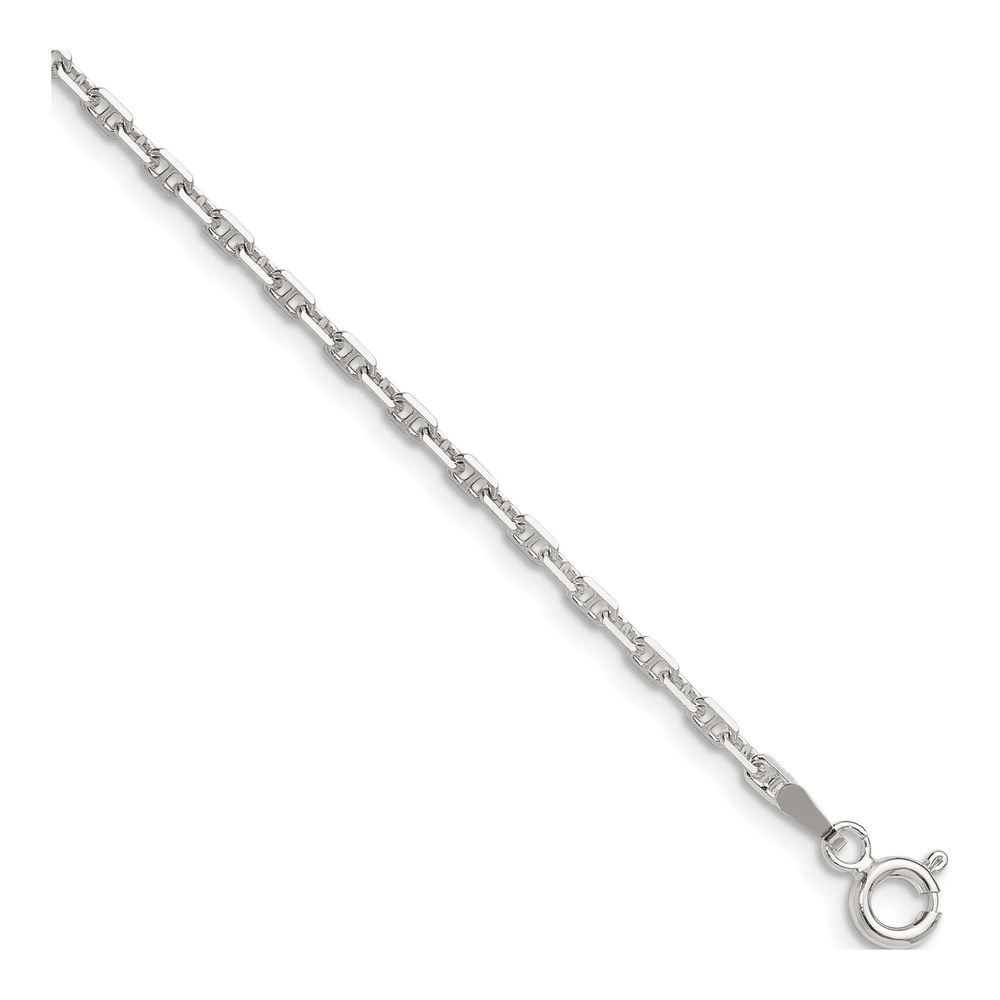 Sterling Silver 2mm Diamond-Cut Mariner Anchor Chain Anklet