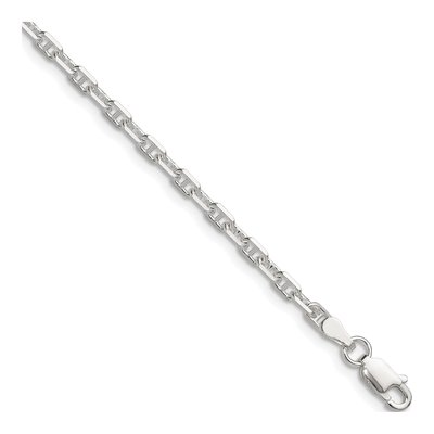 Sterling Silver 3mm Diamond-Cut Mariner Anchor Chain Bracelet