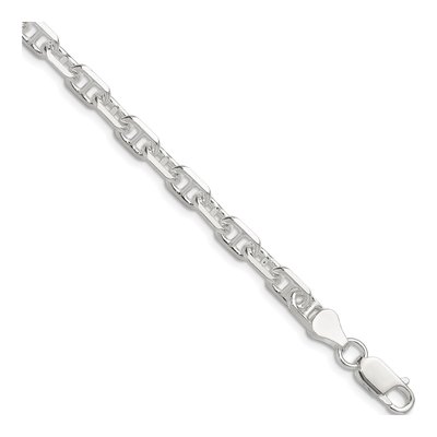 Sterling Silver 5.5mm Diamond-Cut Mariner Open Link Chain Bracelet