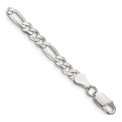 Sterling Silver 4.5mm Flat Figaro Chain Anklet