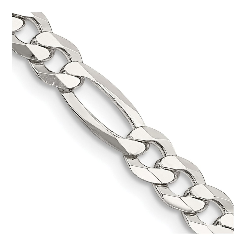 26 Inch Sterling Silver 5.5mm Lightweight Flat Figaro Chain Necklace with Lobster Clasp