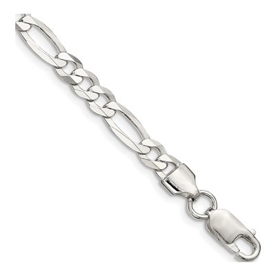 Sterling Silver 5.5mm Flat Figaro Chain Bracelet