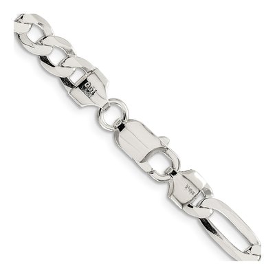 Sterling Silver 7.5mm Flat Figaro Chain – view 3
