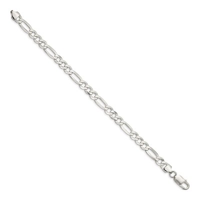 Sterling Silver 7.5mm Flat Figaro Chain Bracelet – view 2