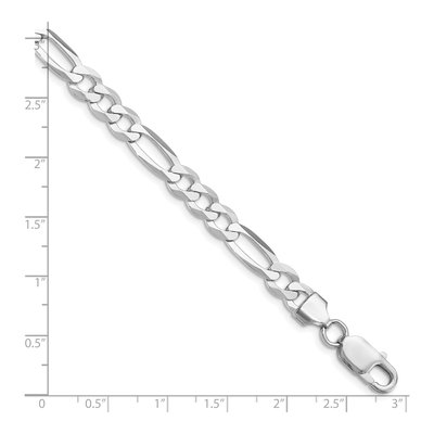 Sterling Silver 7.5mm Flat Figaro Chain Bracelet – view 2