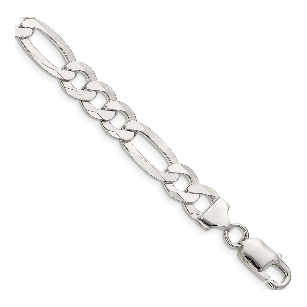 Sterling Silver 8.5mm Flat Figaro Chain Bracelet