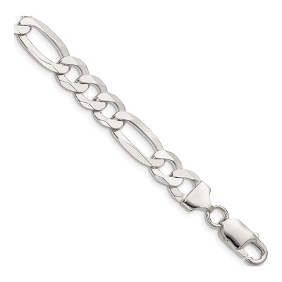Sterling Silver 8.5mm Flat Figaro Chain Bracelet