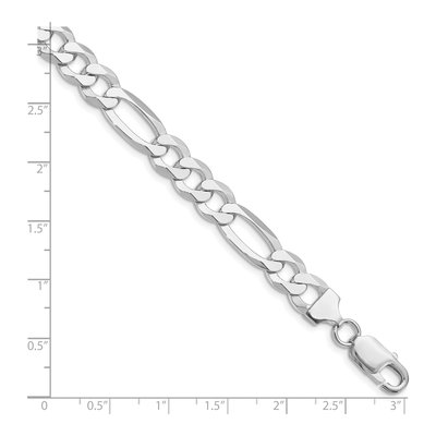 Sterling Silver 8.5mm Flat Figaro Chain Bracelet – view 2