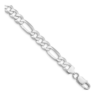 Sterling Silver 8.5mm Flat Figaro Chain Bracelet