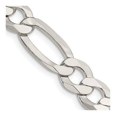 Sterling Silver 9.5mm Flat Figaro Chain