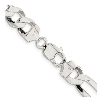 Sterling Silver 9.5mm Flat Figaro Chain – view 3