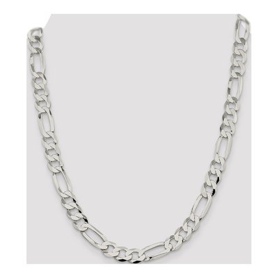 Sterling Silver 9.5mm Flat Figaro Chain – view 4