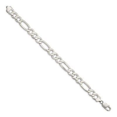 Sterling Silver 9.5mm Flat Figaro Chain Bracelet – view 2