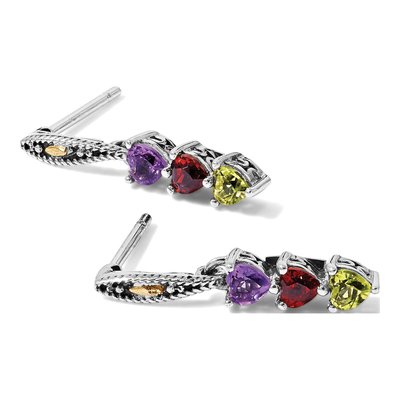 Sterling Silver & 14K 3-Stone Mother's Earring Mount – view 7