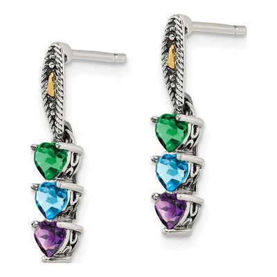 Sterling Silver & 14K Gold Personalized 3-Stone Mother's Dangle Earrings – view 3
