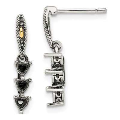 Sterling Silver & 14K Gold Personalized 3-Stone Mother's Dangle Earrings – view 6