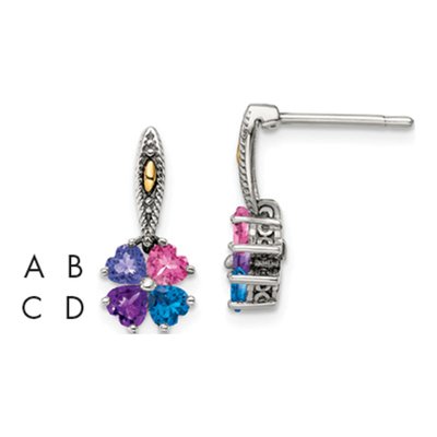 Sterling Silver & 14K Gold 4-Stone Earring Mounting – view 2