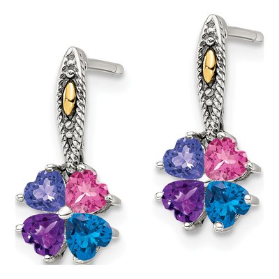 Sterling Silver & 14K Gold 4-Stone Earring Mounting – view 3