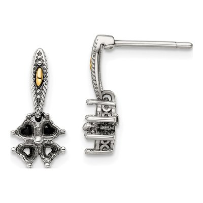 Sterling Silver & 14K Gold 4-Stone Earring Mounting – view 5