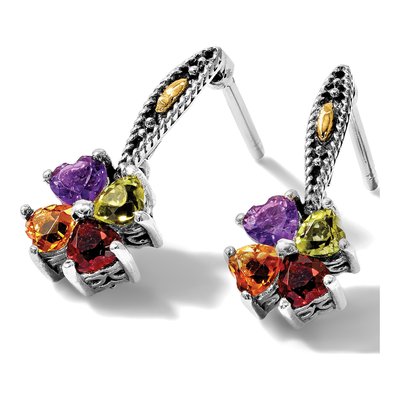 Sterling Silver & 14K Gold 4-Stone Earring Mounting – view 7
