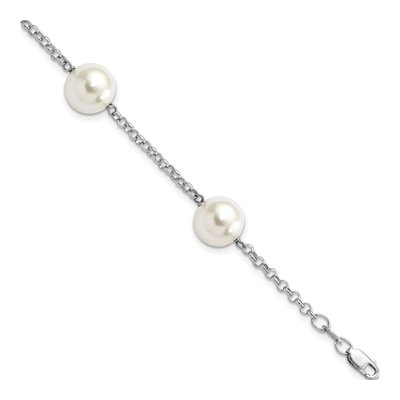 Sterling Silver Shell Pearl Hand-Knotted Bracelet