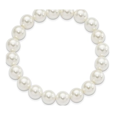 White Shell Pearl Stretch Bracelet – view 2