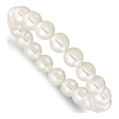 White Shell Pearl Stretch Bracelet