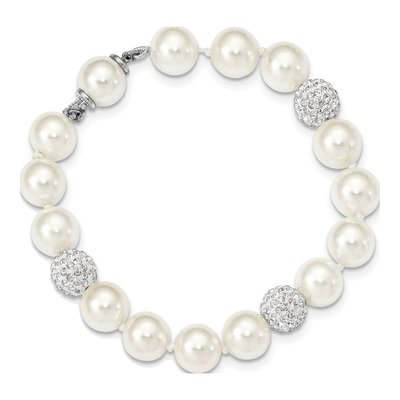 Sterling Silver Crystal Shell Bracelet