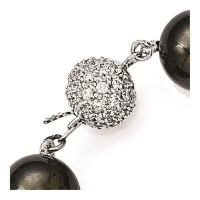 Sterling Silver CZ Rh-Pl Blk Imitat Shell Bracele Bracelet – view 3
