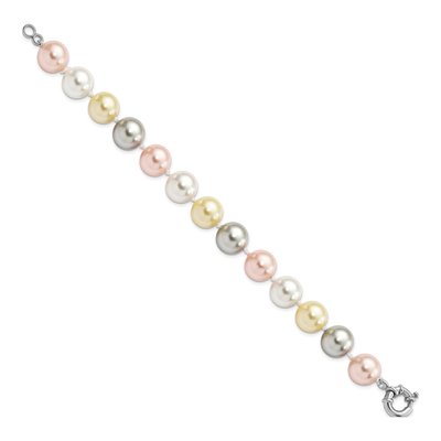 Sterling Silver Multi-Color Shell Pearl Bracelet – view 2